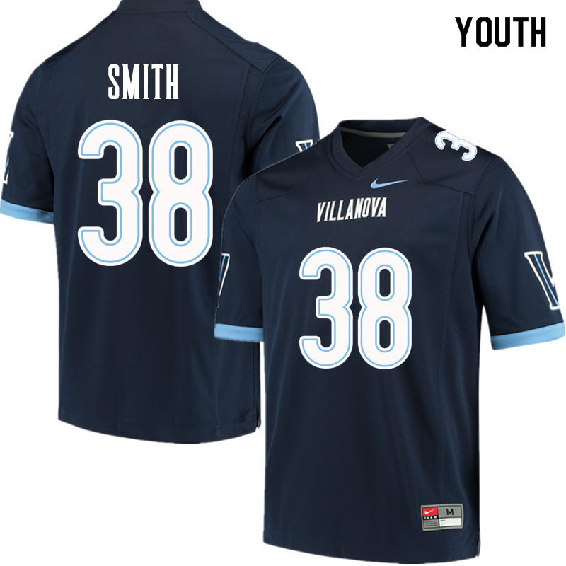 Youth #38 Chucky Smith Villanova Wildcats College Football Jerseys Sale-Navy - Click Image to Close